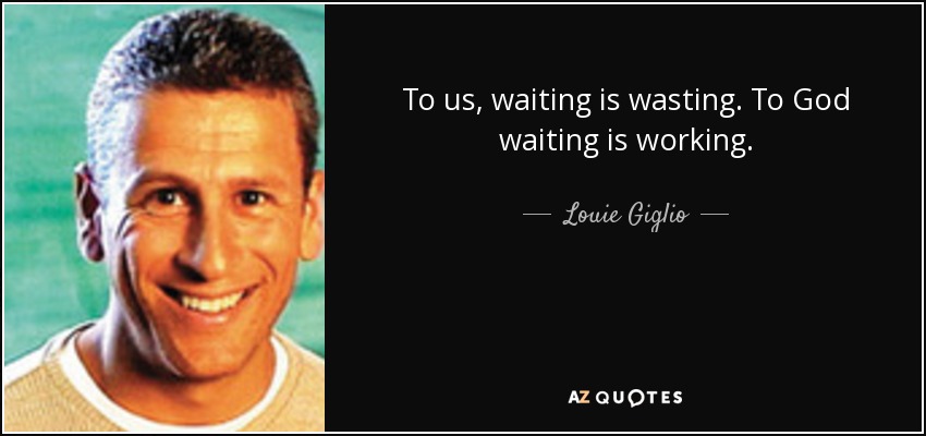 To us, waiting is wasting. To God waiting is working. - Louie Giglio