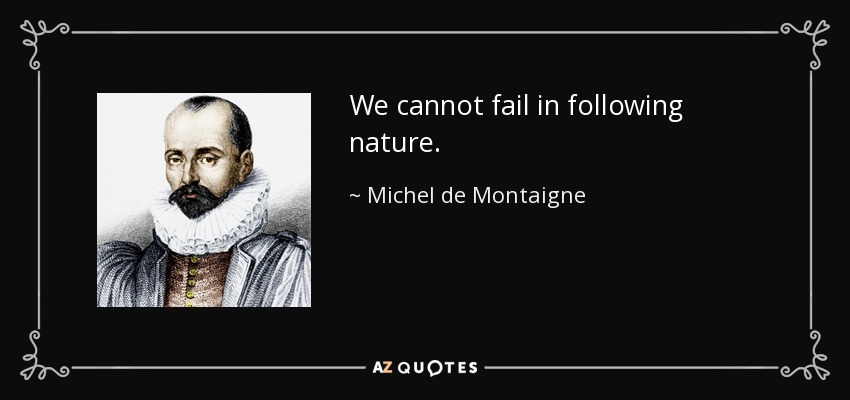 We cannot fail in following nature. - Michel de Montaigne