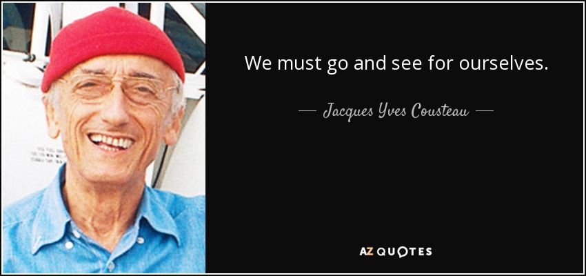 We must go and see for ourselves. - Jacques Yves Cousteau