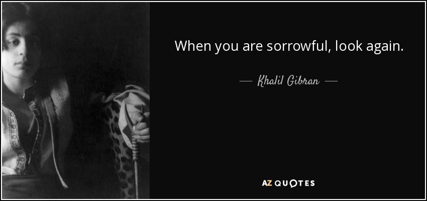 When you are sorrowful, look again. - Khalil Gibran