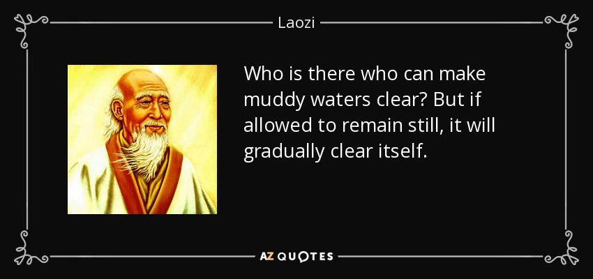 Who is there who can make muddy waters clear? But if allowed to remain still, it will gradually clear itself. - Laozi