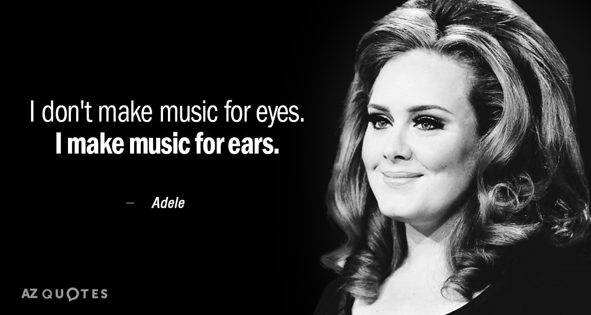 Cita de Adele: No hago música para los ojos. Hago música para los oídos.