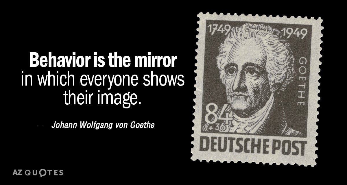 Johann Wolfgang von Goethe cita: El comportamiento es el espejo en el que cada uno muestra su imagen.