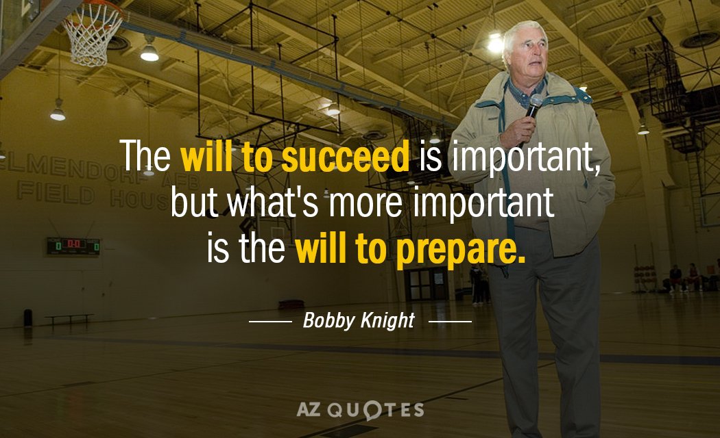Cita de Bobby Knight: La voluntad de triunfar es importante, pero lo más importante es la voluntad...