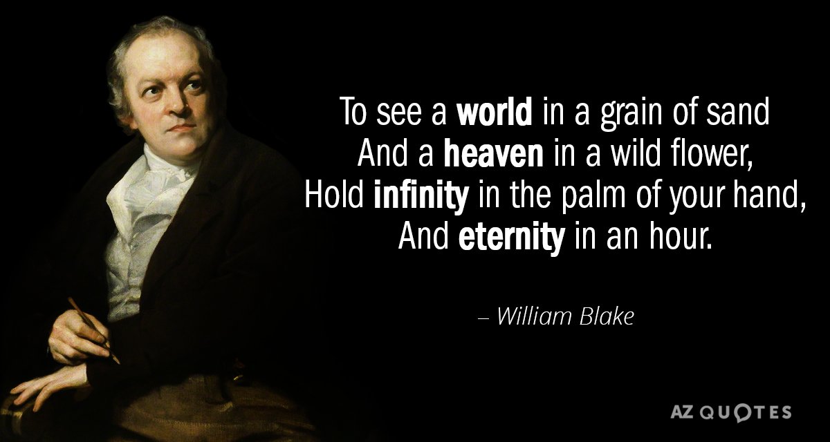 Cita de William Blake: Ver un mundo en un grano de arena
Y un cielo en un...