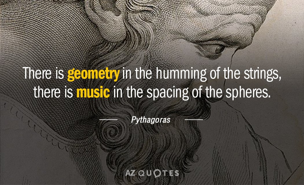 Cita de Pitágoras: Hay geometría en el zumbido de las cuerdas, hay música en el...