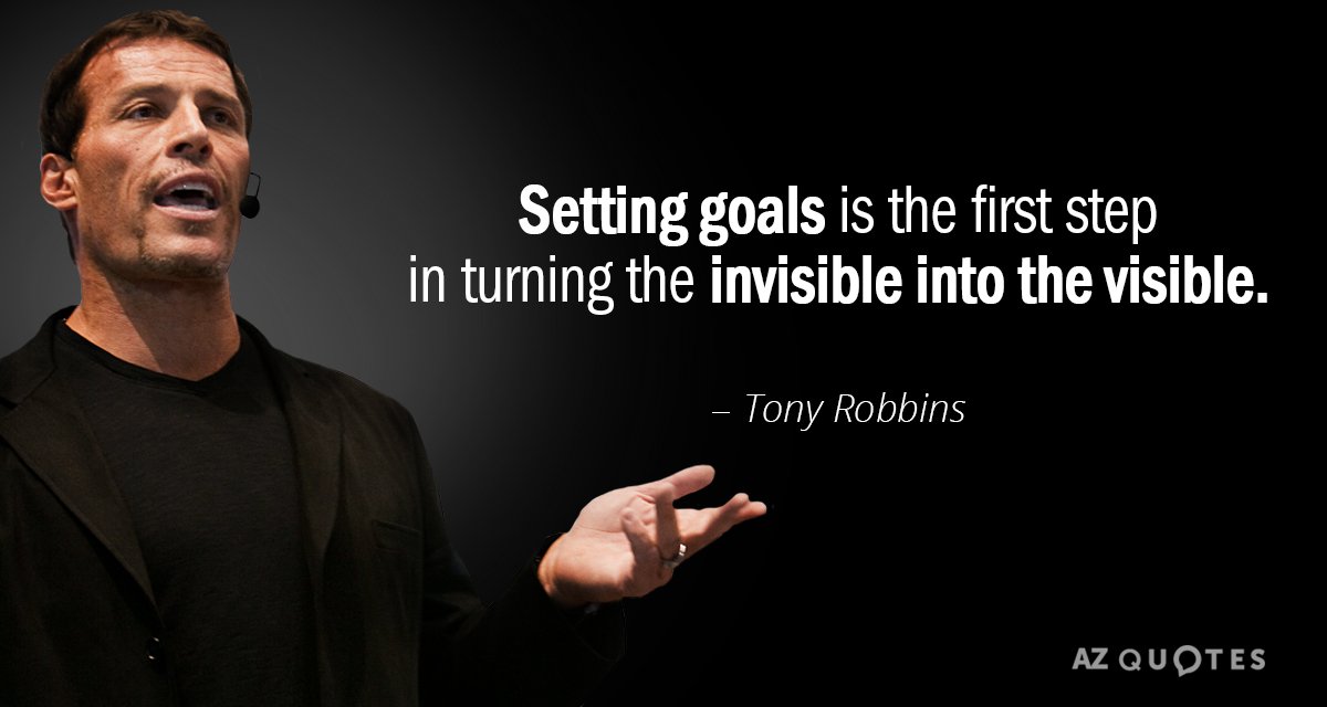 Tony Robbins cita: Fijar objetivos es el primer paso para convertir lo invisible en visible.