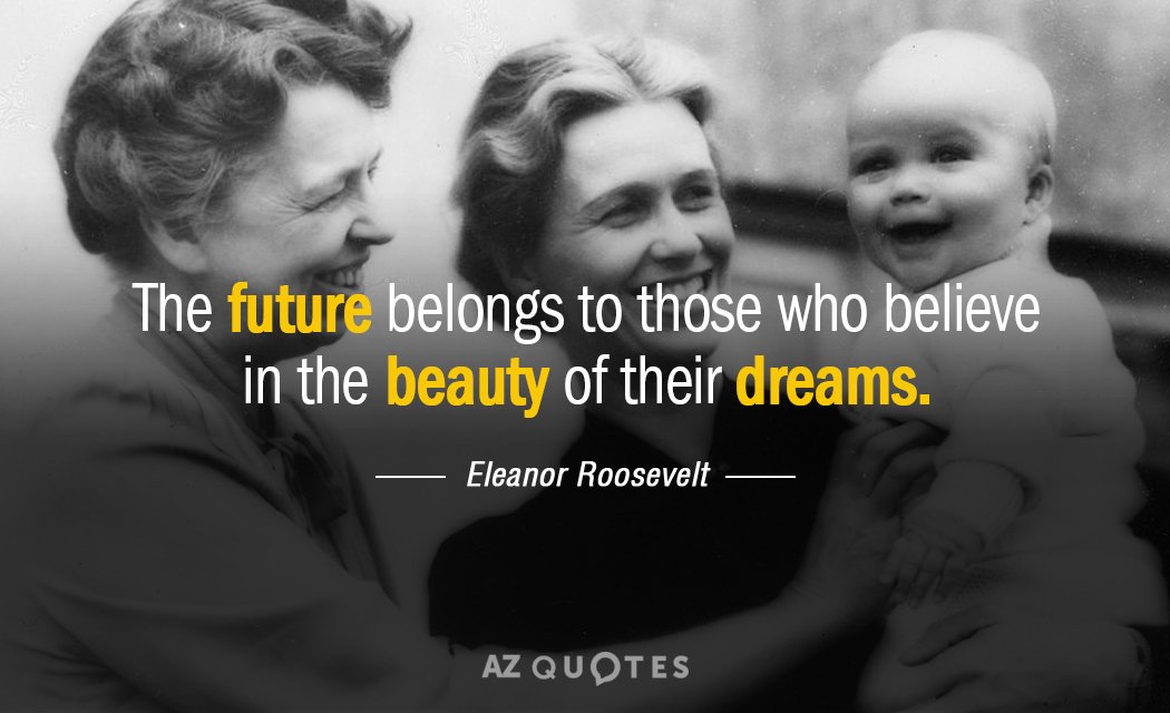Eleanor Roosevelt cita: El futuro pertenece a quienes creen en la belleza de sus sueños.