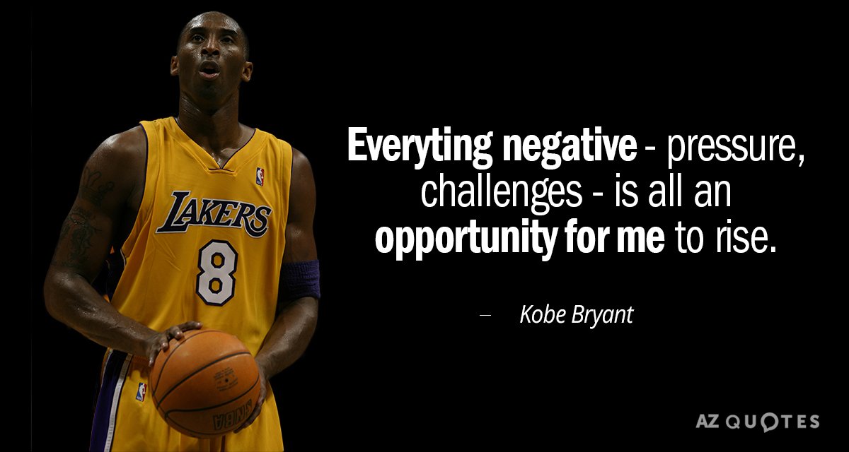 Kobe Bryant cita: Todo lo negativo, la presión, los retos, es una oportunidad para...