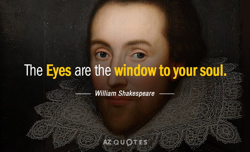 William Shakespeare cita: Los ojos son la ventana de tu alma