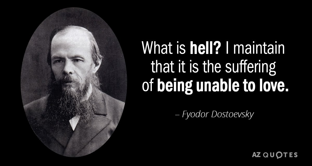 Fyodor Dostoevsky presupuesto: ¿Qué es el infierno? Yo sostengo que es el sufrimiento de no poder...