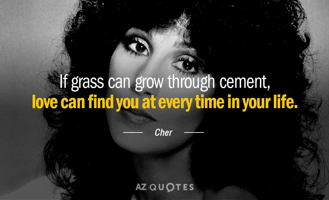 Cita de Cher: Si la hierba puede crecer a través del cemento, el amor puede encontrarte en...