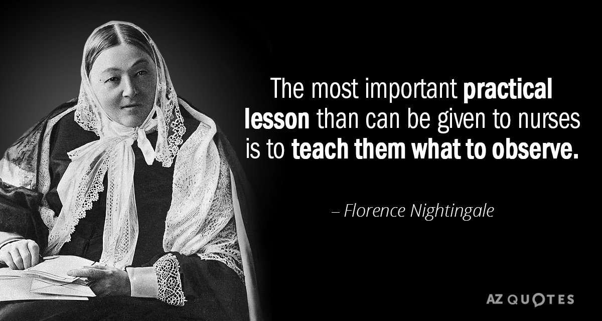 Florence Nightingale cita: La lección práctica más importante que se puede dar a las enfermeras es...