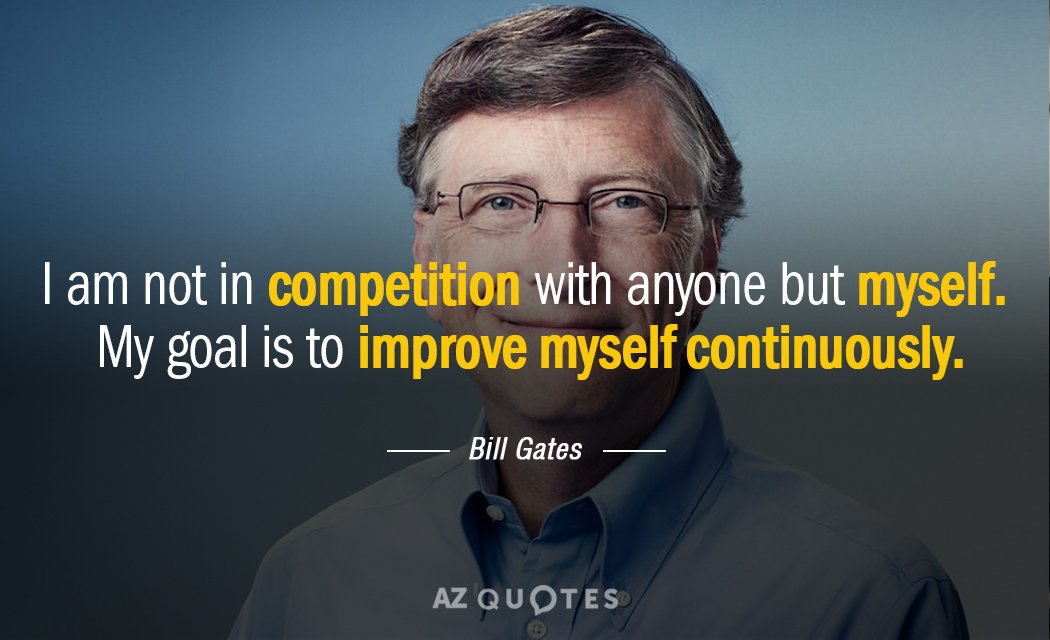 Bill Gates cita: No compito con nadie más que conmigo mismo. Mi objetivo es...