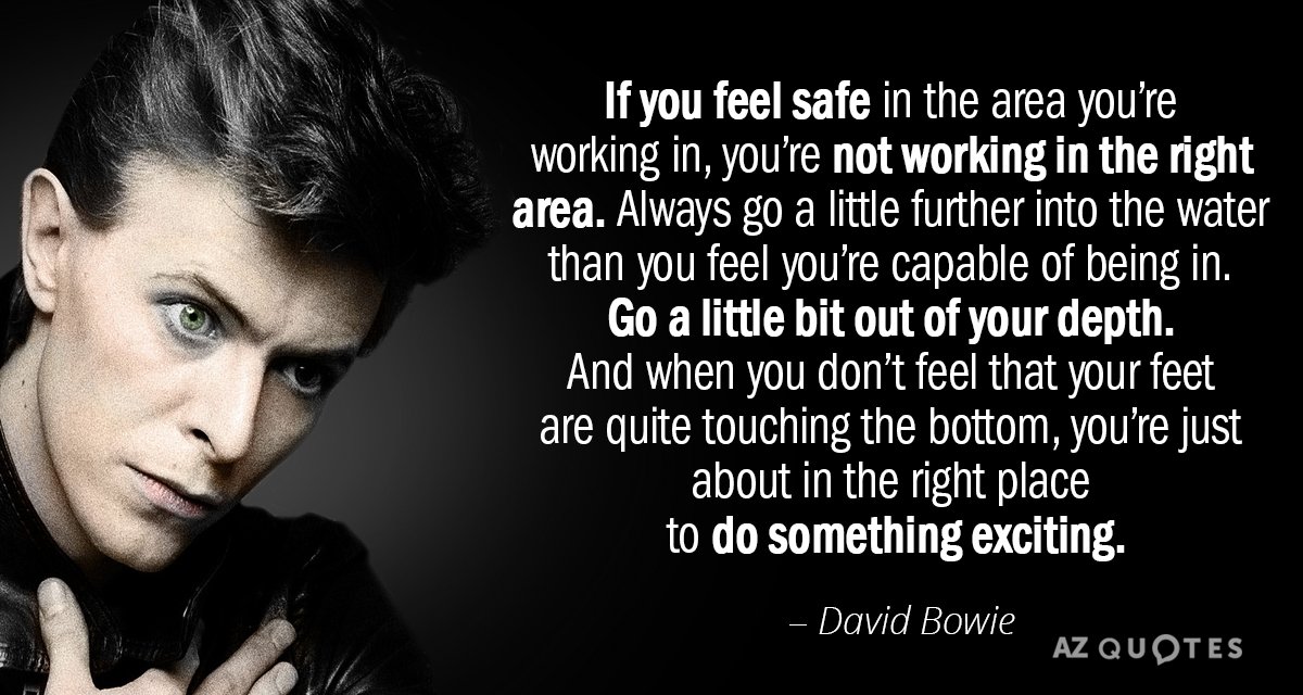 Cita de David Bowie: Si te sientes seguro en la zona en la que trabajas, no estás trabajando...