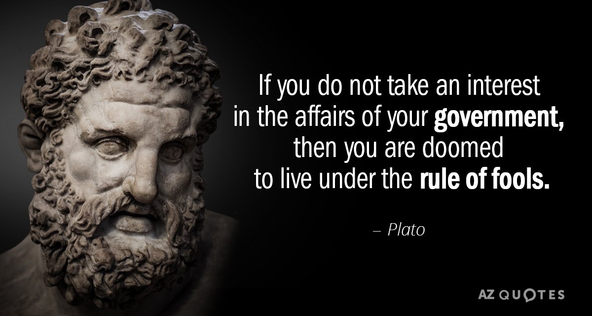 Plato cita: Si no te interesas por los asuntos de tu gobierno...